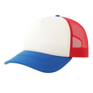 Atlantis Unisex Adult Rapper-S 5 Panel Recycled Mid Visor Trucker Cap / White/Re